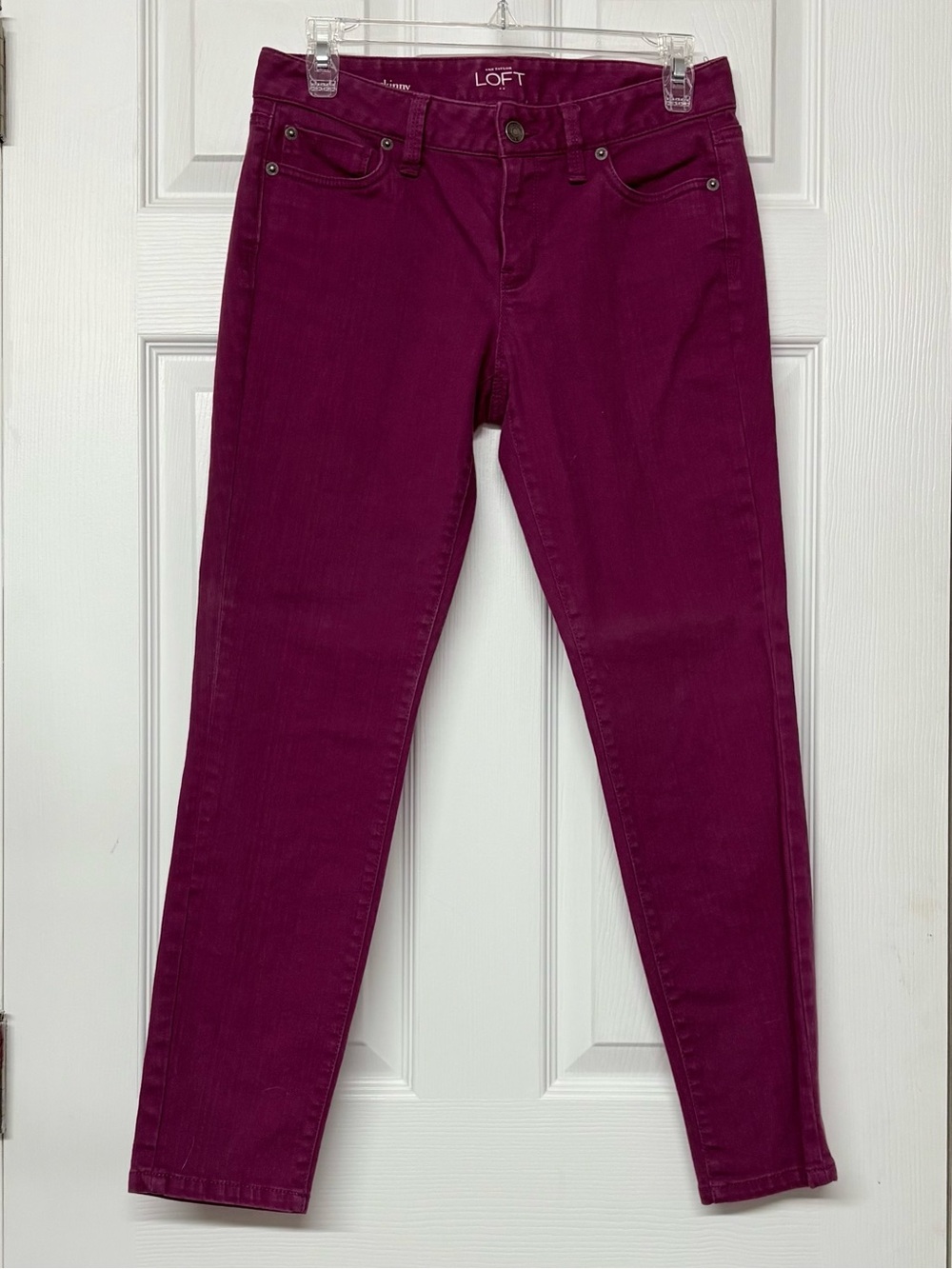 Ann Taylor Loft Modern Skinny Dark Pink Fuchsia Denim Jeans Sz 4P